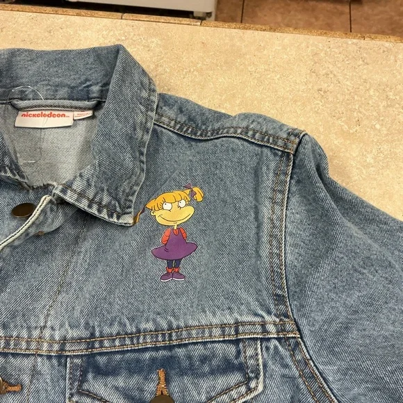 Nickelodeon SZ S Rugrats Graphic Print Jean Jacket Novelty Print Button Up 90’s - Picture 7 of 12